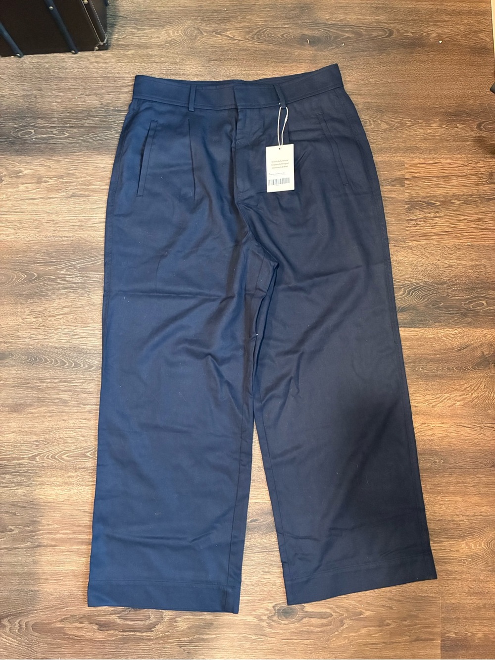 NWT Everlane Buttersoft Navy Trousers Wide-Leg Pants